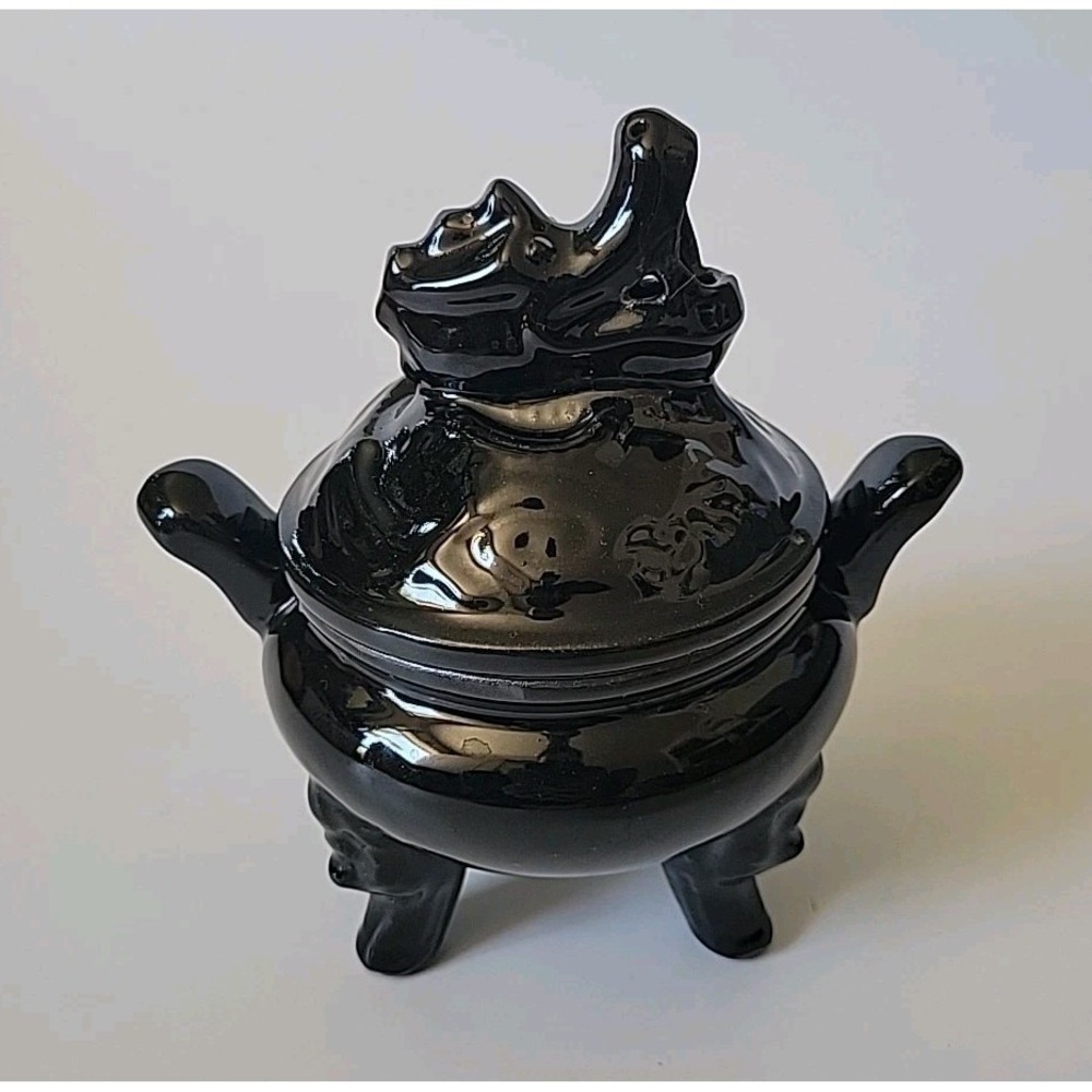 Japanese‎ Dragon Backflow Incense Burner Glazed Ceramic Buddhism Spirituality